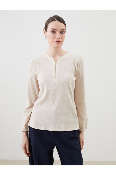 LC Waikiki Loose Collar Embroidered Women's Blouse