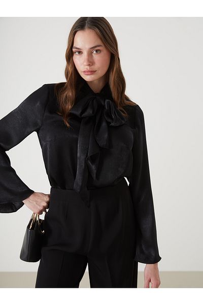 LC Waikiki Tie Collar Satin Women's Blouse