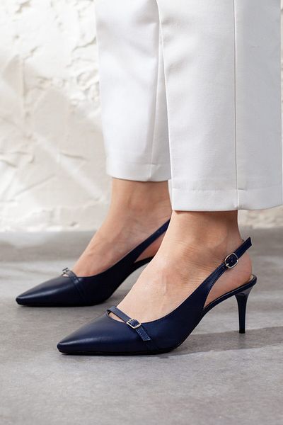 Adım Adım Women's Navy Blue Thin Heeled Shoes