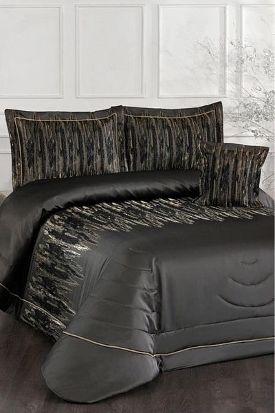 Çeyiz Diyarı Reyes Fiber Filled Double 250X255 cm Bedspread Anthracite