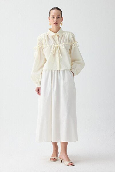 QALVE Büzgülü Kısa Gömlek Sarı