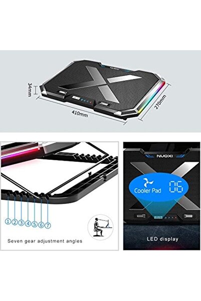 Generic iCozzier Laptop Cooling Stand 6 Fans, Gaming Cooler Pad, 12"-18" Ultra Slim Notebook Radiator 2 USB