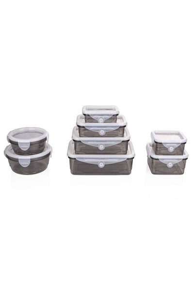 Alpina Set of 8 food containers with flexible lid, gray