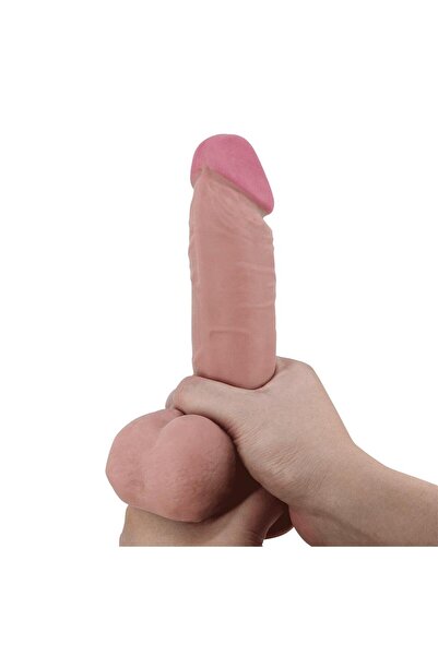 PRETTY LOVE Masajer intim realist cu bază cu ventuză, 20.5 cm x Ø 4.4 cm, TPR, rezistent la apă —