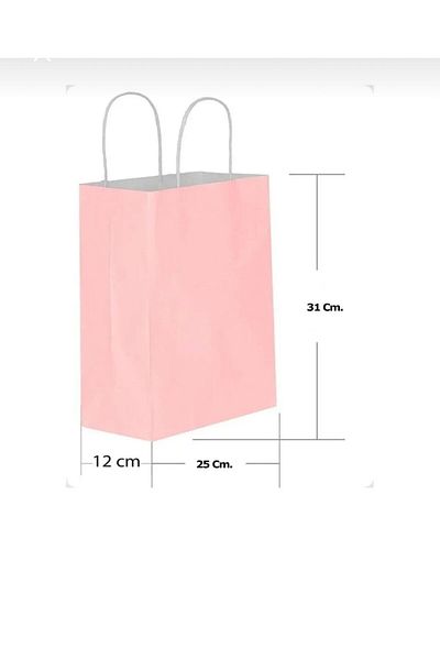 Happyland Pink Cardboard Bag Medium Size Twist Handle 25 Pieces 25X12X31 cm