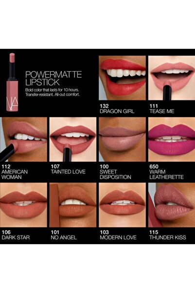Nars Powermatte Lipstick 10 Saat Etkili Yoğun Pigmentli Mat Ruj Yüksek yoğunluk. Sıfır ağırlık 1.5 GR
