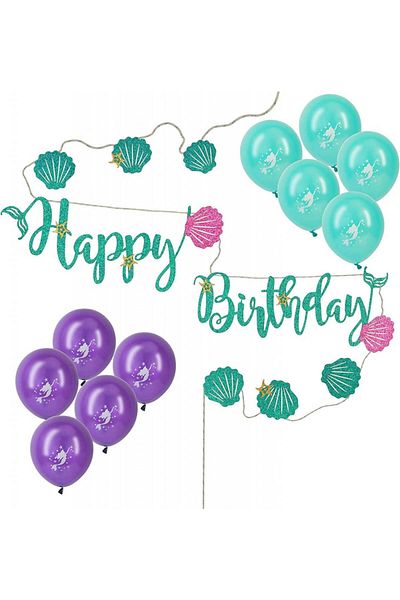 Zerhok Birthday set with banner and 10 Zerhok balloons, multicolor, paper/latex