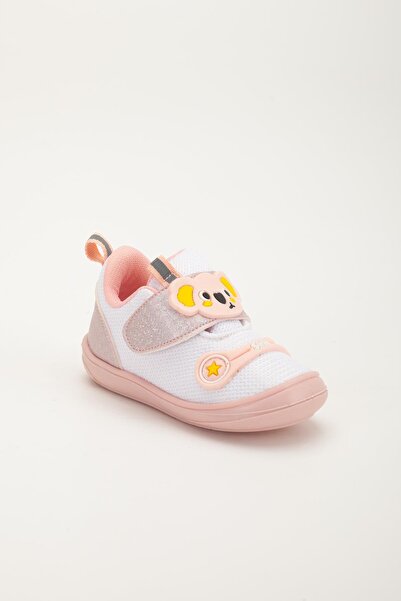 Dilimler Ayakkabı Şirinbebe Orthopedic Baby Girl First Step Shoes White Velcro Anorak