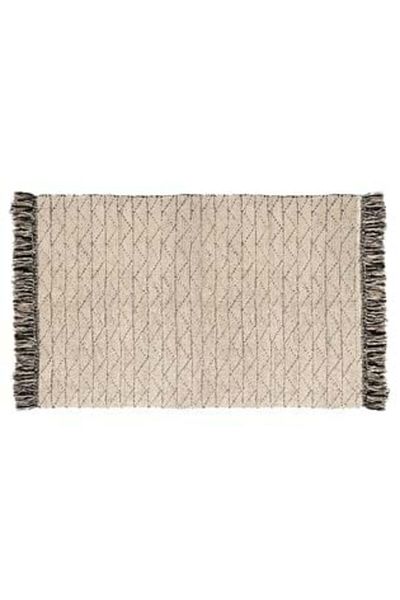 Jumbo Winter Decorative Rug Beige Black with Fringes 130 x 90 cm