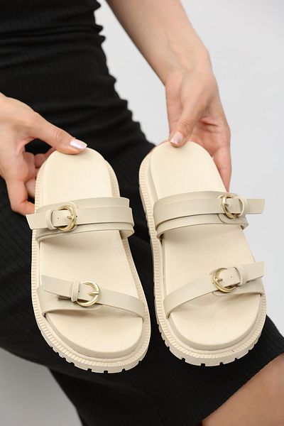 Peta Women's Double Buckle Comfortable Sole Slippers
