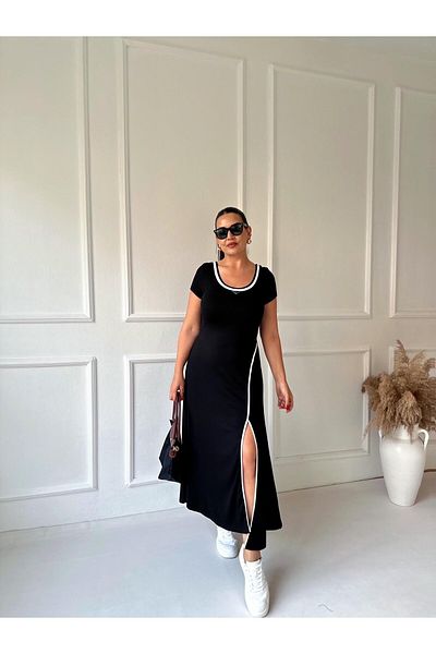 moda wanilia Women's Slit, Black Summer Long Dress