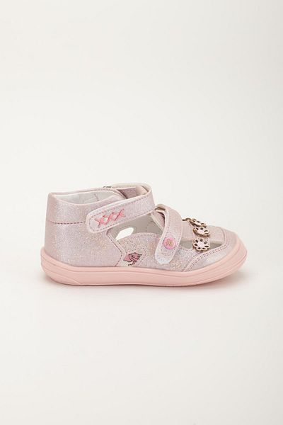 Dilimler Ayakkabı Şirinbebe Orthopedic Baby Girl First Step Shoes Pink Double Velcro Floral