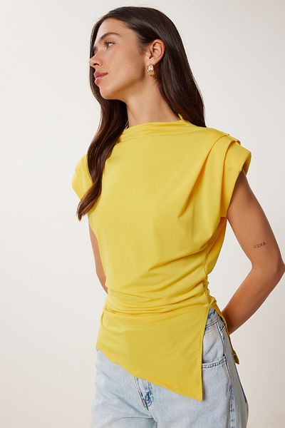 Lovelyİstanbul Padded Asymmetrical Sandy Blouse Mustard Lff0031