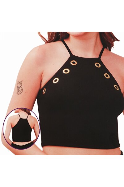 Defnem Women's Strappy Crop Bustier Pink 8117