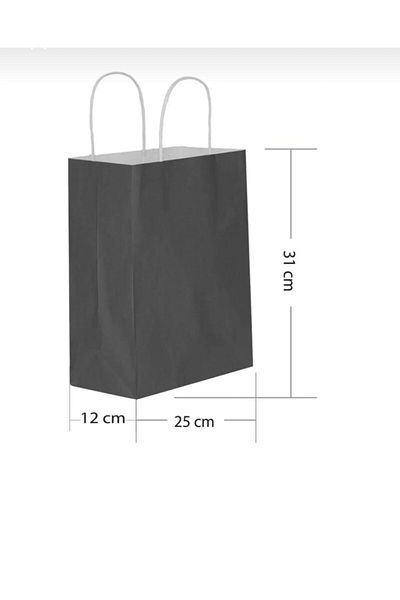 Happyland Black Color Cardboard Bag Medium Size Twist Handle 25 Pieces 25X12X31 cm