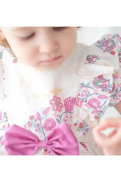 aysskids Kelly Floral Patterned Baby Girl Romper