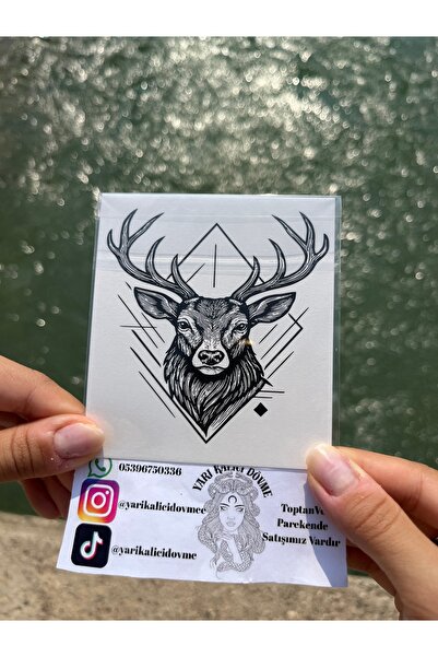 yarıkalıcı 14 Gün Kalıcı Geyik Motifli Bitkisel Geçici Dövme Yarı Kalıcı