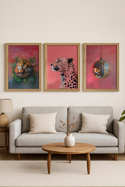 AND Ahşap Çerçeveli Tablo Üçlü MDF Poster Tablo Duvar Dekoru (21x30 cm)