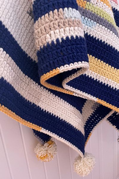 Uretti - Hacer 8870 2798 Hand Knitted Marbled Pattern Cotton Thread Baby Blanket