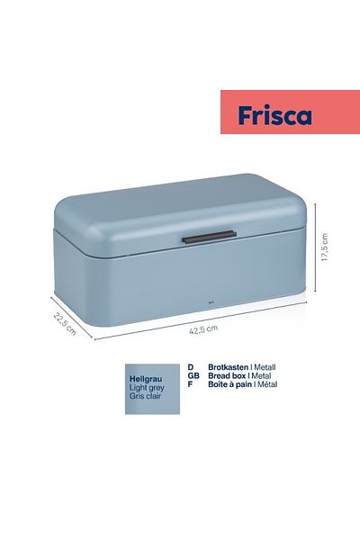 KELA Keck Lang Bread basket Frisca metal, light blue 42.5x22.5x17.5 cm