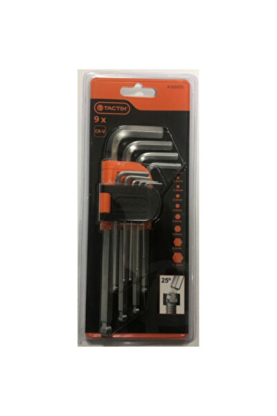 Tactix 9-Piece Metric Chrome-Vanadium Steel Ball Pein Hex Key Set