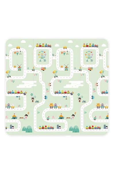 OEM Foldable play mat, shockproof XPE foam, reversible, teddy bear pattern