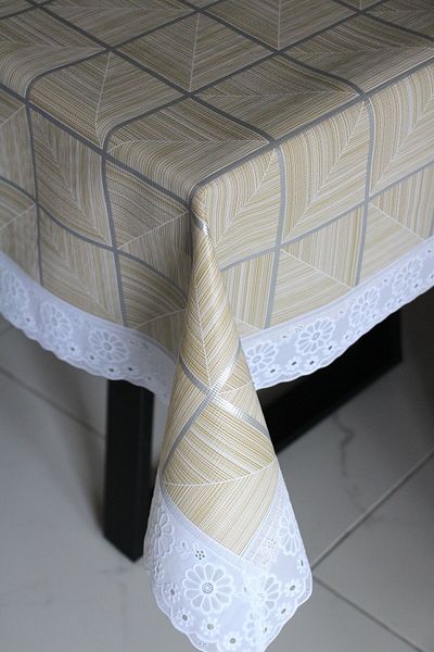 DDHOME 120x150 Αντιολισθητικό Κάλυμμα Τραπεζιού Μασίφ Καφέ Τετράγωνο Μεταλλικό