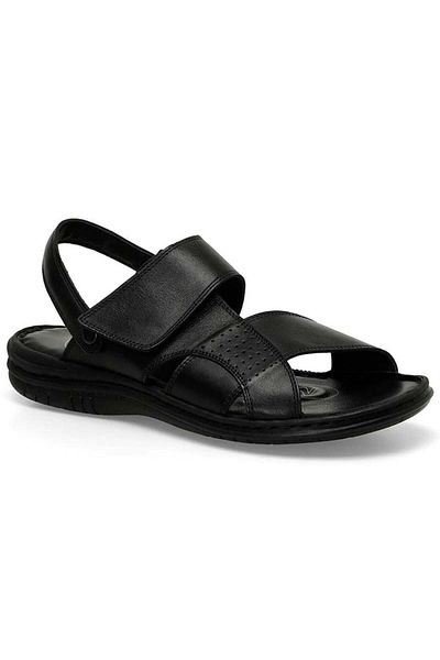 Polaris 106894 5Fx Black Men's Comfort Leather Sandals