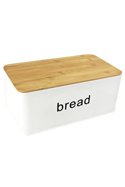 KELA Keck Lang Bread basket with bamboo lid, white