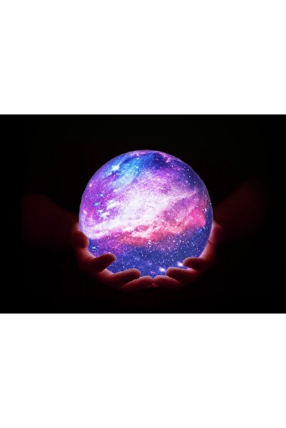bzstore 3D Moon Light Night Lamp with Wooden Stand, 14cm, Multicolor