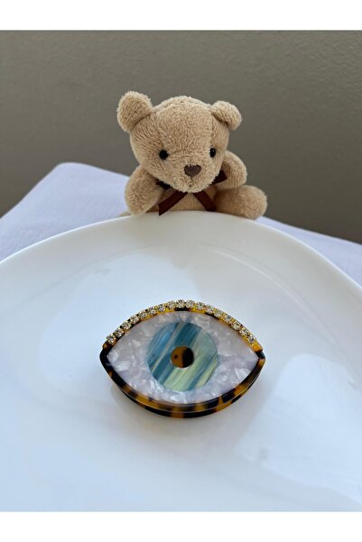 VAZIRADK دبوس شعر على شكل عين مع تفاصيل حجرية