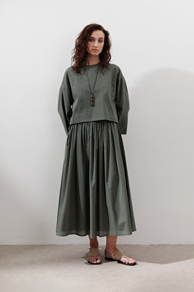 Manuka BLOUZE S DLOUHÝM RUKÁVEM BAVLNA PINE GREEN