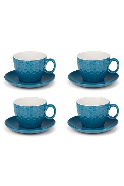Alpina Set de cesti espresso cu farfurioare 8 piese albastru inchis