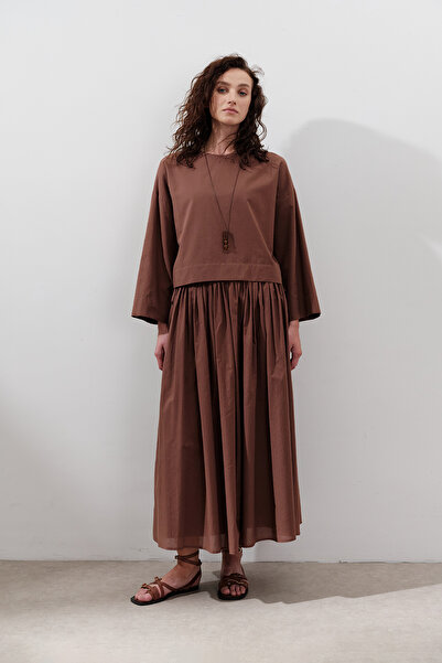 Manuka ΒΑΜΒΑΚΙ CROP ΜΑΚΡΥΜΑΝΙΚΗ ΜΠΛΟΥΖΑ HOT ΚΑΦΕ