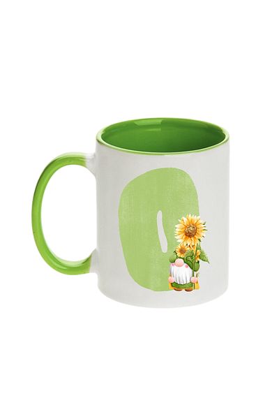 SiestaSafari Alphabet Personalized Coffee Mug with Letter Gnome Print, Gift for Woman for Birthday, Home, Office