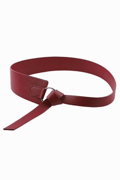 OBRO Asymmetric adjustable belt made of red eco-leather, width 2.6-7 cm, for women, elegant style
