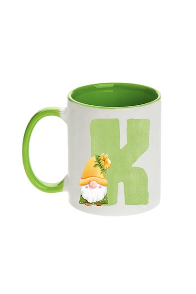 SiestaSafari Alphabet Personalized Coffee Mug with Letter Gnome Print, Gift for Woman for Birthday, Home, Office