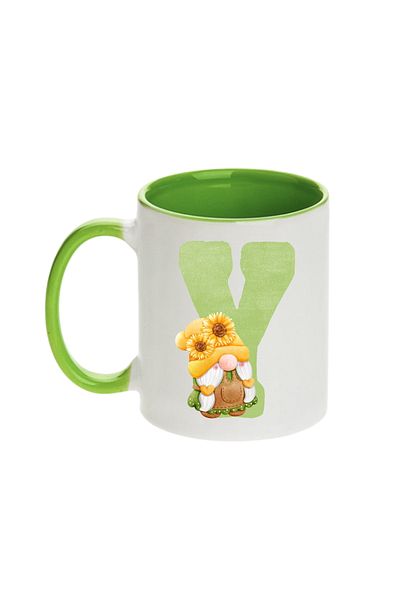SiestaSafari Alphabet Personalized Coffee Mug with Letter Gnome Print, Gift for Woman for Birthday, Home, Office