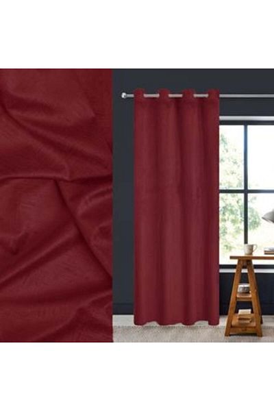 Jumbo Decorative Velvet Curtain Burgundy with Embossed Stripes 140 x 260 cm