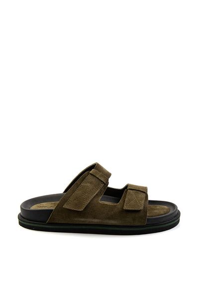 Bambi Khaki Leather Men's Slippers E04801070002