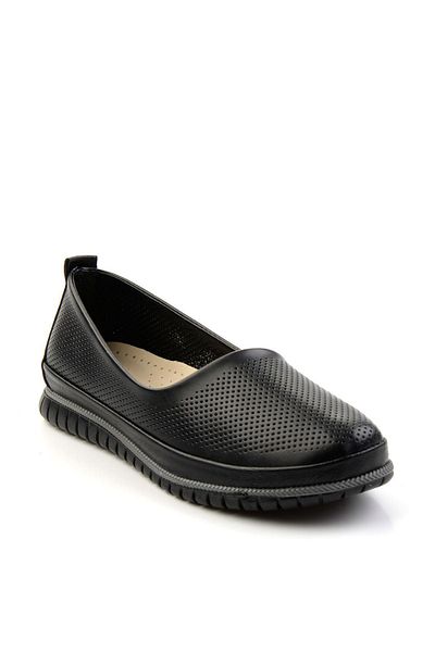 Bambi Black Leather Women's Ballerinas K01140004903
