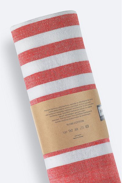 Avva Men's Red Striped Peshtemal A51Y8204