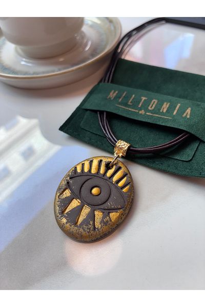 Miltonia Ceramic Processing Handmade Leather Design Necklace