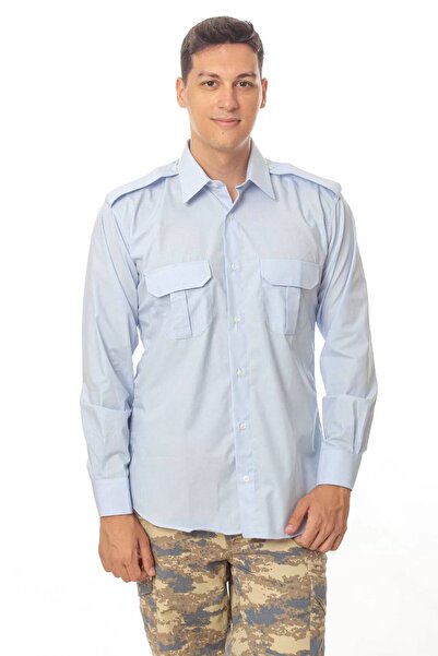 İZMİR ASKERİ MALZEME قميص ضابط خارجي بأكمام طويلة باللون الأزرق من Air Force ...