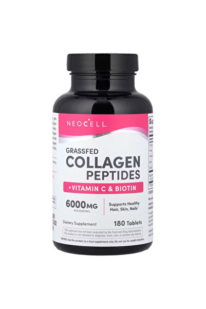 Neocell Grassfed Collagen Peptides With Vitamin C and Biotin, Skin, Hair and Nails, Antioxidants 180 Tablets