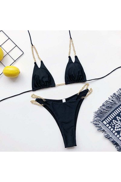 WildFashion 2-piece swimsuit accessorized with metal chains SW2304-1