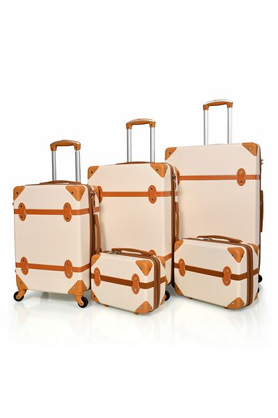 MORANO Classic Murano 7-Piece Luggage Set, Beige and Toffee, Size: 32''-28''-24''-20''-16''-14''-12'' Inch
