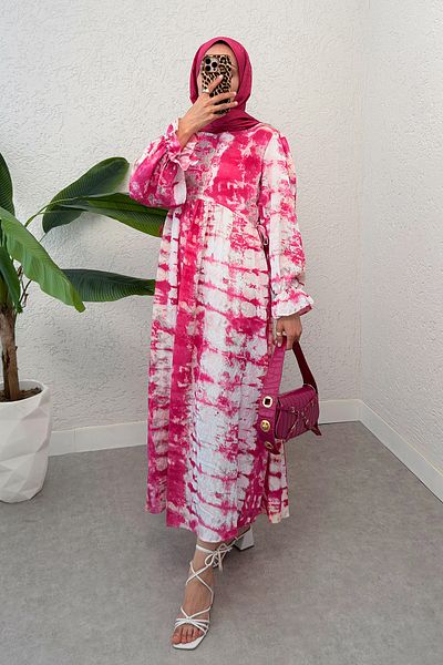 Salih Çelebi Mira Pattern Hijab Φόρεμα 2328 - ΦΟΥΚΙΔΑ