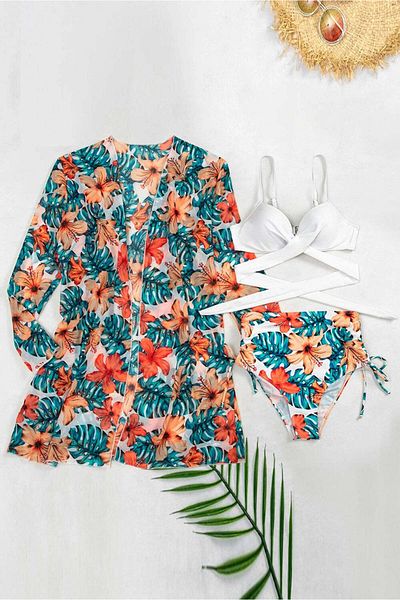 WildFashion 3-piece swimsuit with tropical print SW2418-2212
