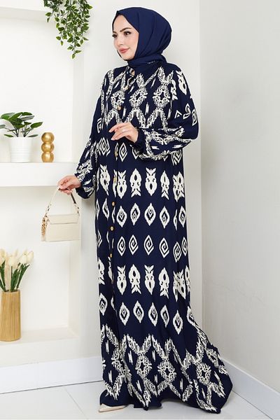 Bestenur Φόρεμα Lore Woven Viscose 1549 - Navy Blue